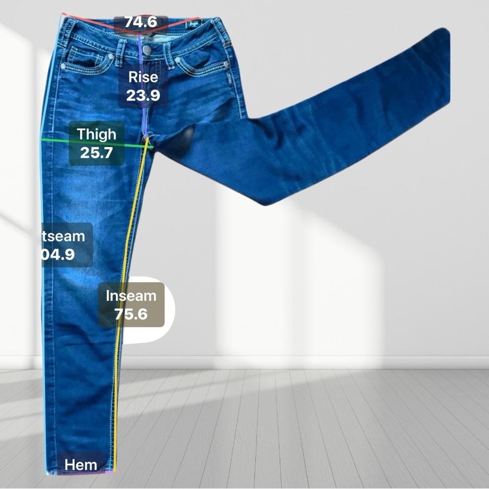Silver Jeans Womens Dark Blue Contrast Stitched Skinny Pants Size W28/L31 - Picture 8 of 12